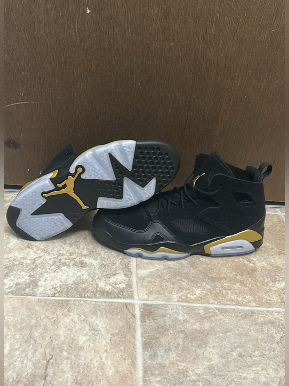Jordan Kids' Black, Gold & White High-Top Sneakers